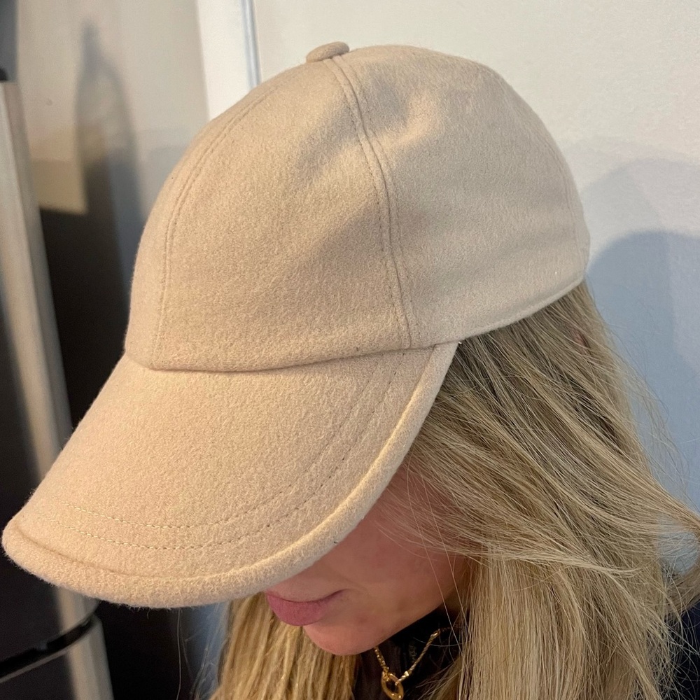 Lambswool Beige Hat Attack Baseball Cap - image 1